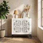 OHM - comò cassettiera con decoro 3 cassetti legno e ferro