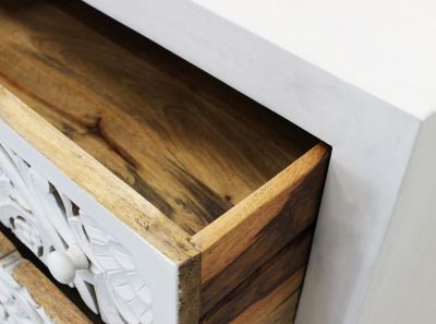 OHM - comò cassettiera con decoro 3 cassetti legno e ferro