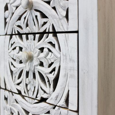 OHM - cassettiera con decoro 5 cassetti legno e ferro