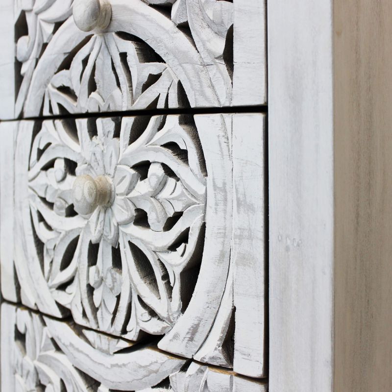 OHM - cassettiera con decoro 5 cassetti legno e ferro