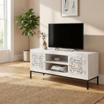 OHM - porta tv con decoro 2 ante 2 ripiani legno e ferro