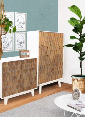MATRIX - madia a due ante con decoro in legno