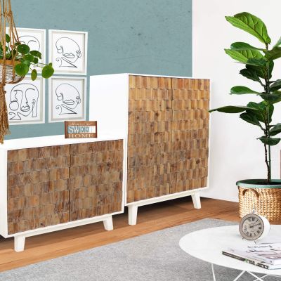 MATRIX - madia a due ante con decoro in legno