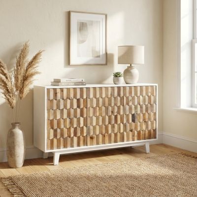 MATRIX - madia a tre ante con decoro in legno