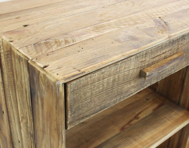 PINUS - comodino in pino riciclato cassetto fine