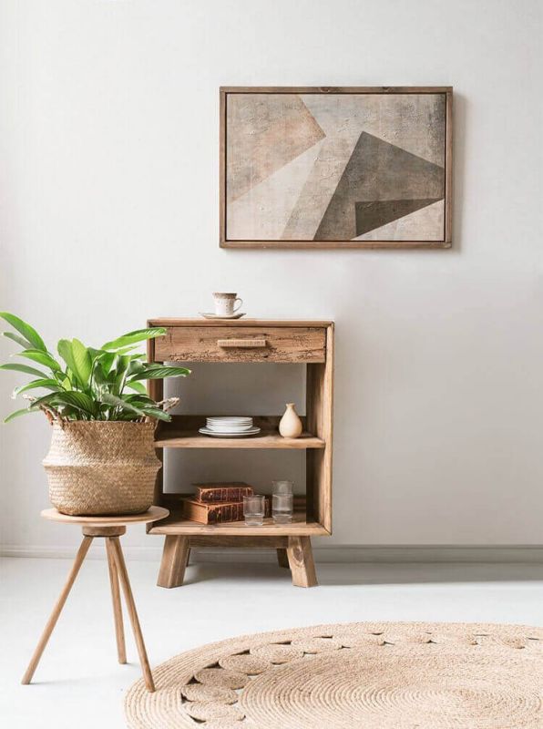 PINUS - comodino in pino riciclato cassetto fine