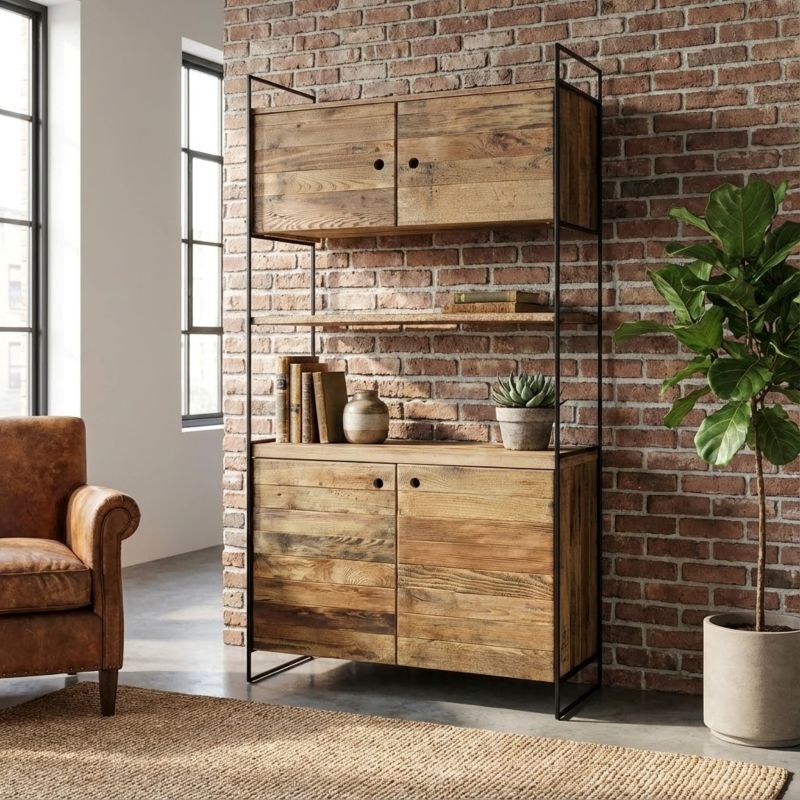 PINUS BLACK - credenza in pino riciclato