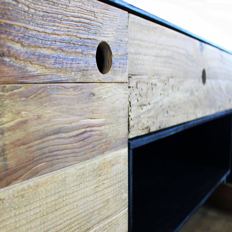 PINUS BLACK - porta tv in pino riciclato