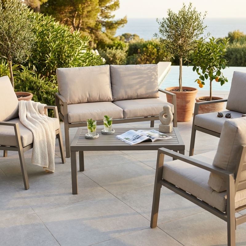 LUCIUS - salotto da giardino in alluminio e poliestere