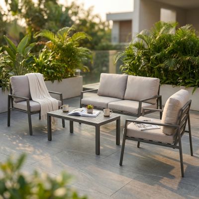 LUCIUS - salotto da giardino in alluminio e poliestere