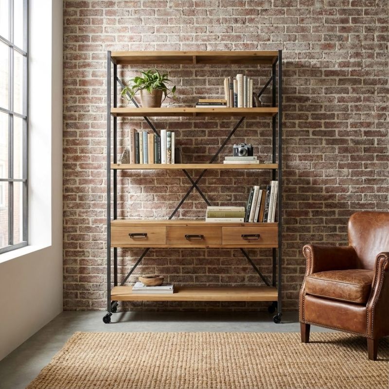 NEPO - libreria in legno e acciaio