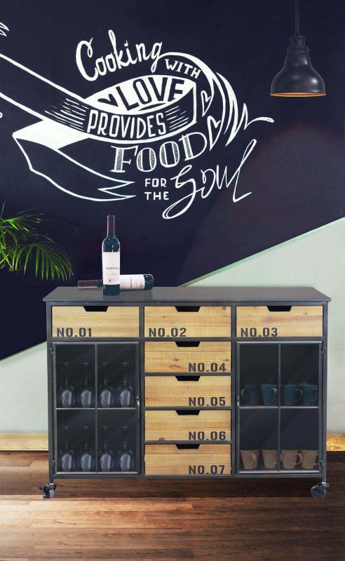 DANI - madia industrial in acciaio e legno