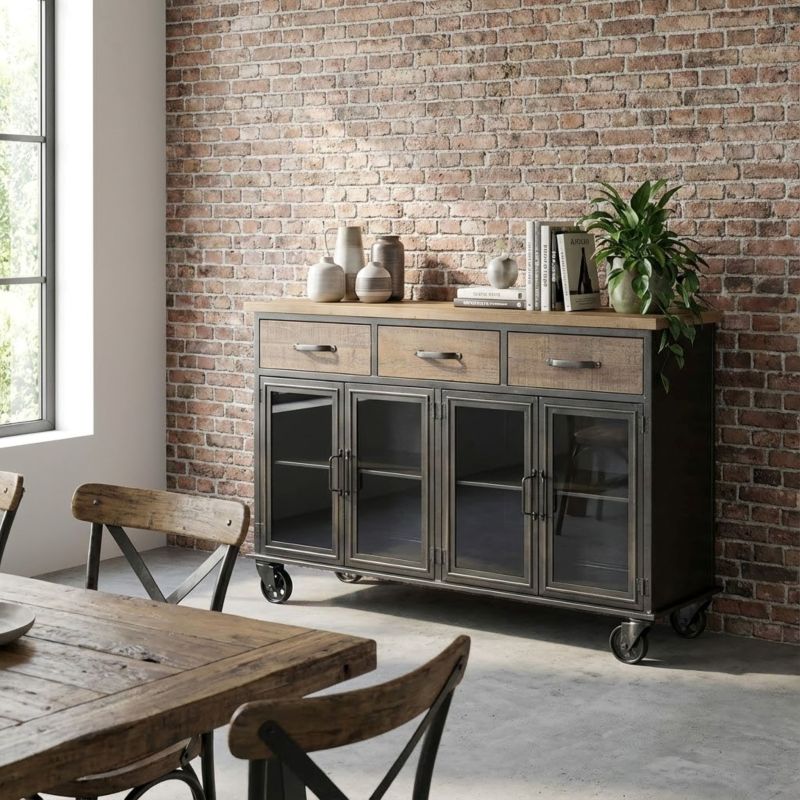 CALY - madia industrial in acciaio e legno