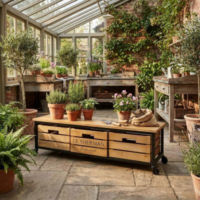 RAKY - porta tv industrial in legno