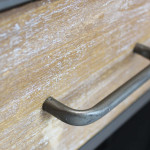 ORLY - madia industrial in acciaio e legno con portabottiglie