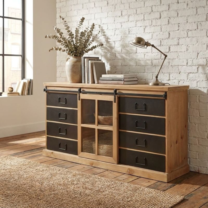 CALIN - madia industrial in acciaio e legno