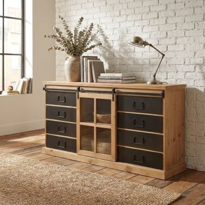 CALIN - madia industrial in acciaio e legno