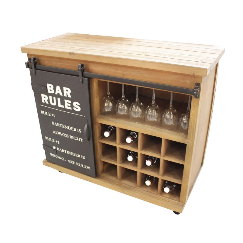 COLETTE - madia industrial in acciaio con portabottiglie