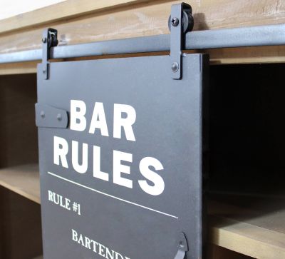 COLETTE - madia industrial in acciaio con portabottiglie