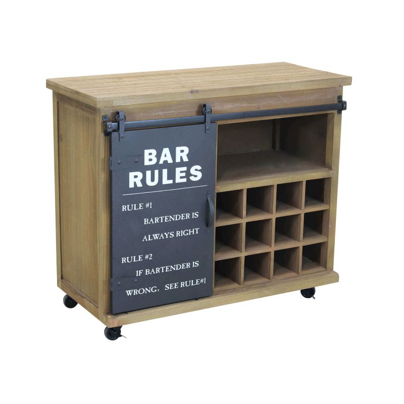 COLETTE - madia industrial in acciaio con portabottiglie