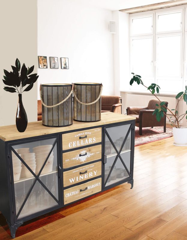 DENNIS - madia in legno e acciaio