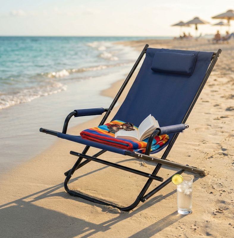 sdraio mare prendisole basculante pieghevole in alluminio cm 66 x 55 x 74 h