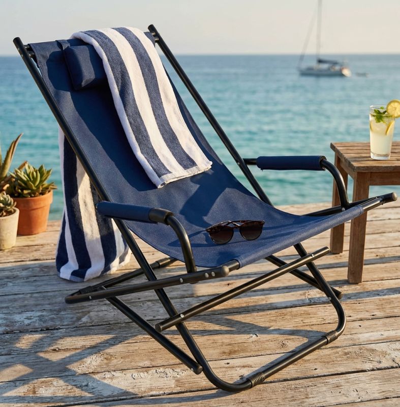 sdraio mare prendisole basculante pieghevole in alluminio cm 66 x 55 x 74 h