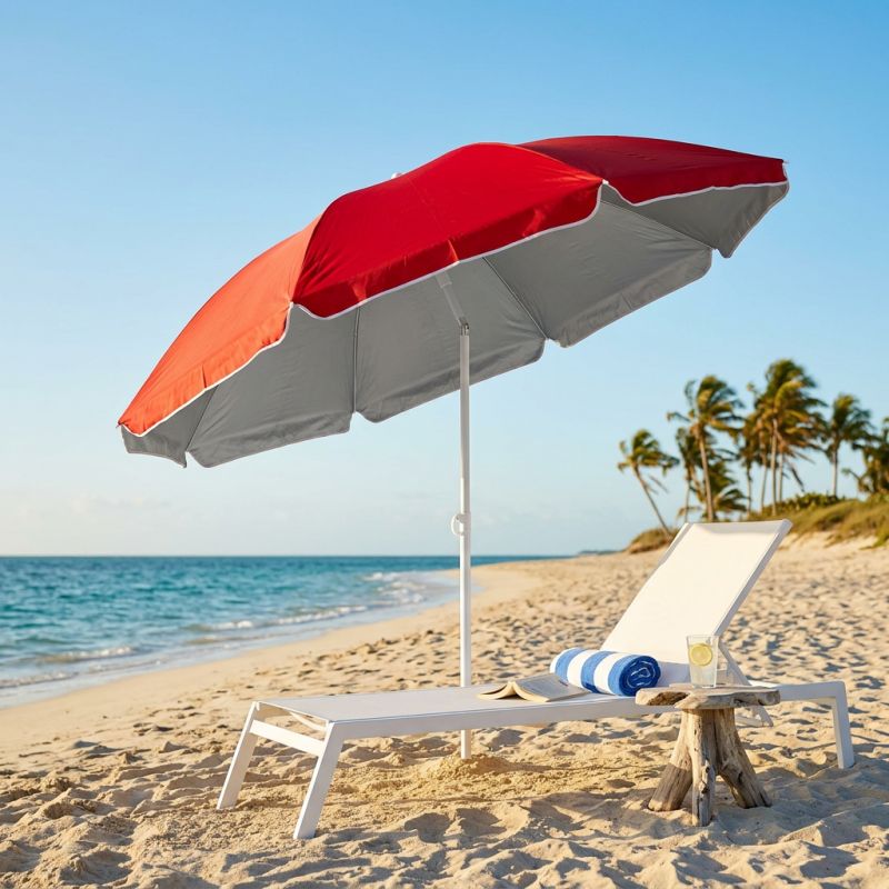 ombrellone da spiaggia in nylon protezione uv tondo 1,80 m / palo da 22 mm