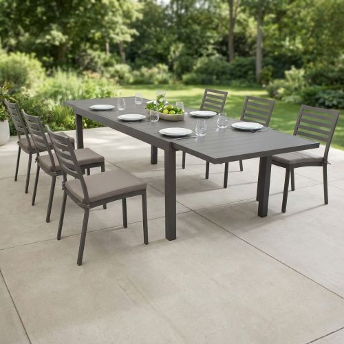 DEXTER - set tavolo in alluminio cm 160/240 x 90 x 75 h con 6 sedie Dexter