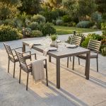 DEXTER - set tavolo in alluminio cm 160/240 x 90 x 75 h con 4 poltrone Dexter