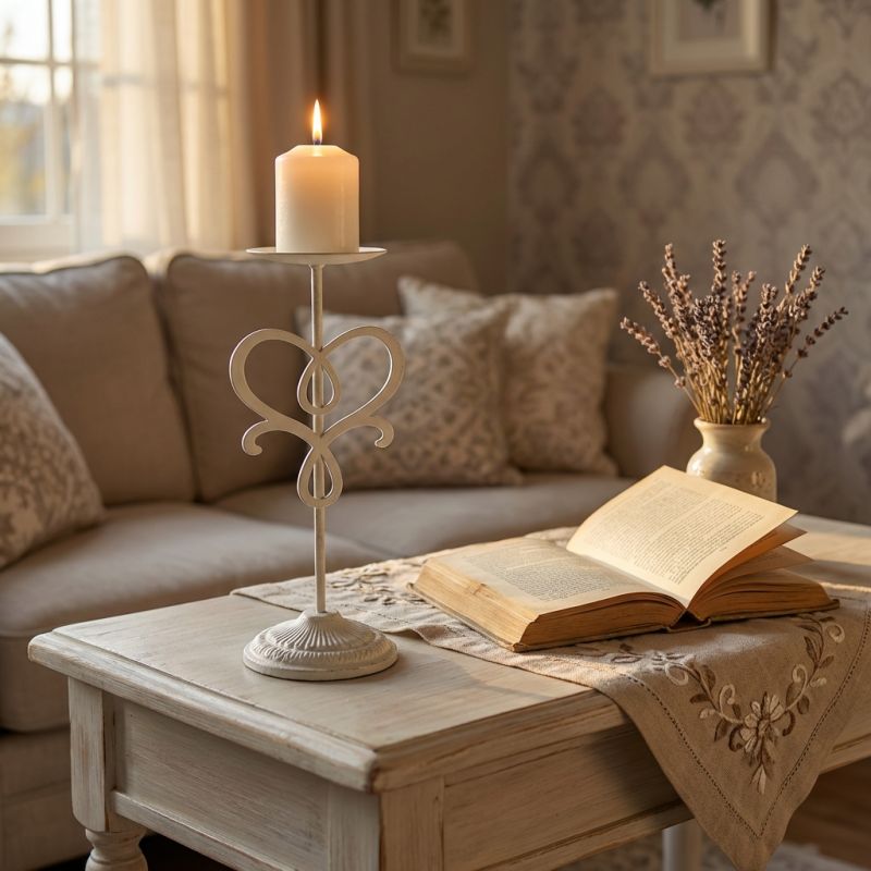 porta candela stile provenzale in ferro verniciato