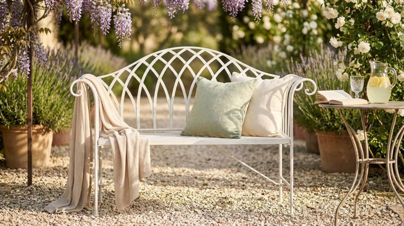 JOSETTE - panca 2 posti stile provenzale in ferro verniciato
