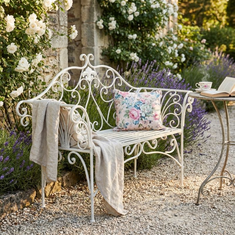 JULIANE - panca 2 posti stile provenzale in ferro verniciato
