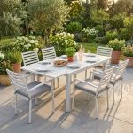 DEXTER - set tavolo in alluminio cm 160/240 x 90 x 75 h con 6 poltrone Dexter