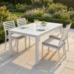 DEXTER - set tavolo in alluminio cm 160/240 x 90 x 75 h con 4 sedie Dexter