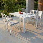 DEXTER - set tavolo in alluminio cm 160/240 x 90 x 75 h con 4 sedie Dexter