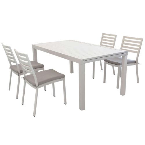 DEXTER - set tavolo in alluminio cm 160/240 x 90 x 75 h con 4 sedie Dexter