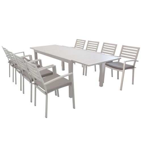 DEXTER - set tavolo in alluminio cm 160/240 x 90 x 75 h con 8 poltrone Dexter