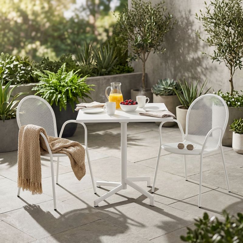 OPERA - set tavolo in alluminio cm 70 x 70 x 73 h con 2 poltrone Maris