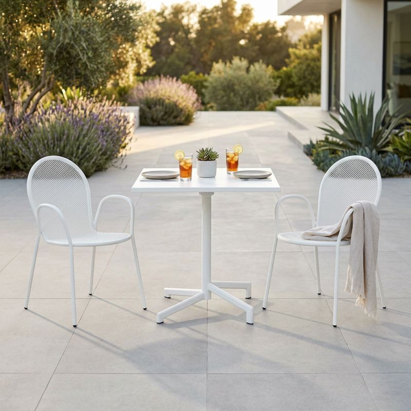 OPERA - set tavolo in alluminio cm 70 x 70 x 73 h con 2 poltrone Maris