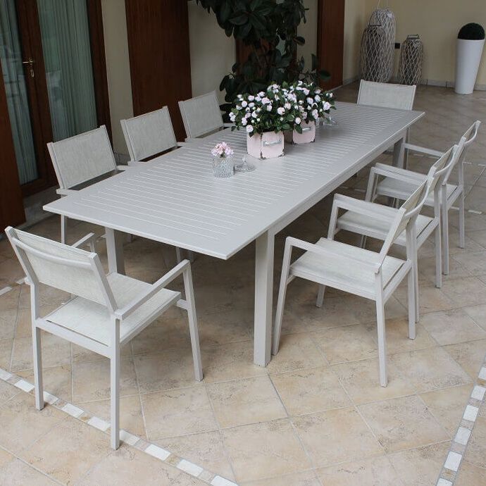 ARGENTUM - tavolo da giardino allungabile in alluminio da 150