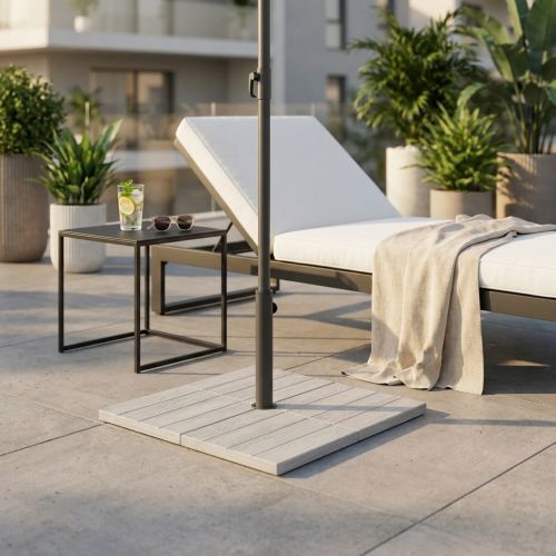 DESTINY - piastra ombrellone palo laterale acero sbiancato 50x50