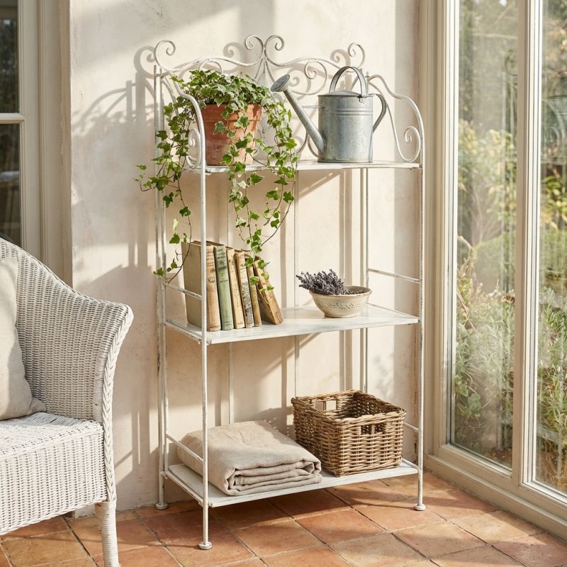 Scaffale 3 piani stile provenzale in ferro verniciato
