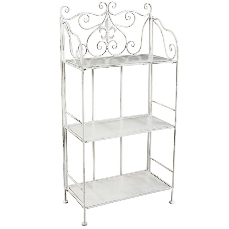 Scaffale 3 piani stile provenzale in ferro verniciato