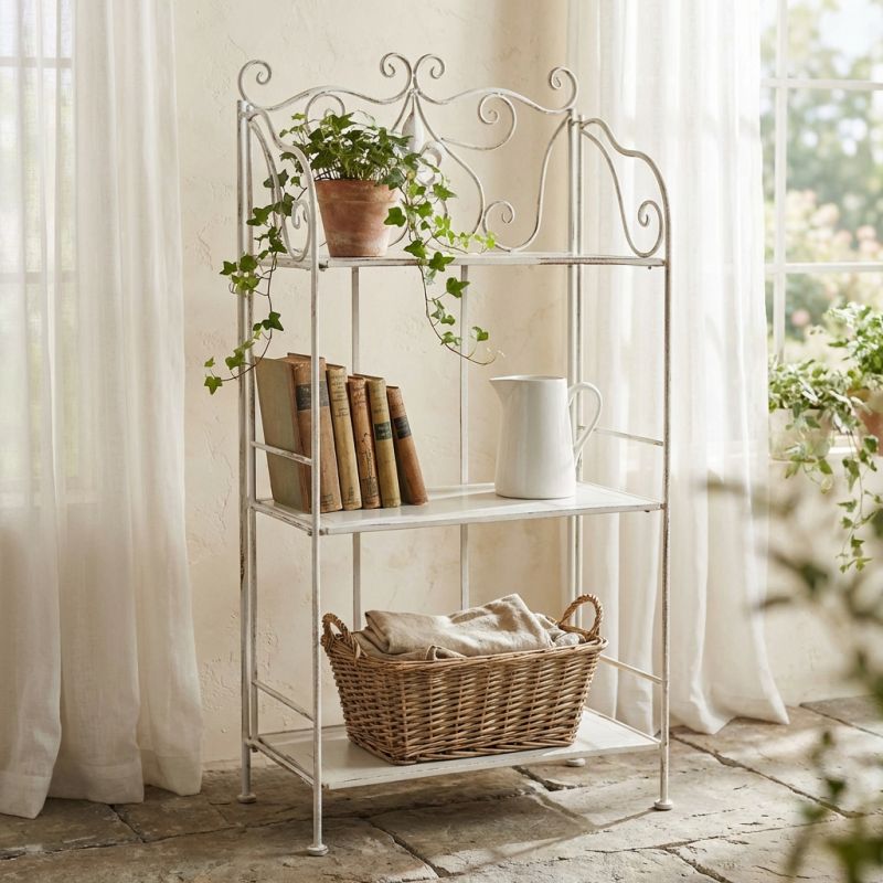 Scaffale 3 piani stile provenzale in ferro verniciato