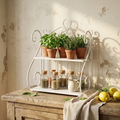 ISABELLE - mensola 2 piani stile provenzale in ferro verniciato