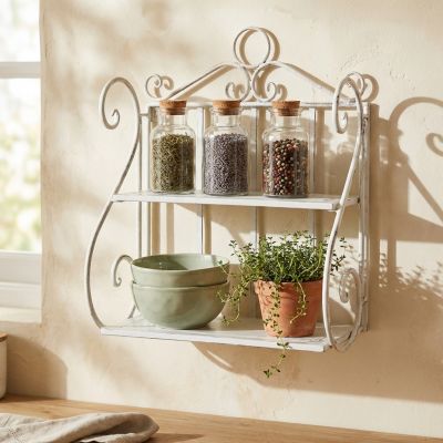 ISABELLE - mensola 2 piani stile provenzale in ferro verniciato