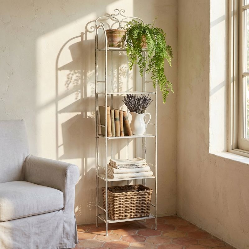 Scaffale 5 piani stile provenzale in ferro verniciato