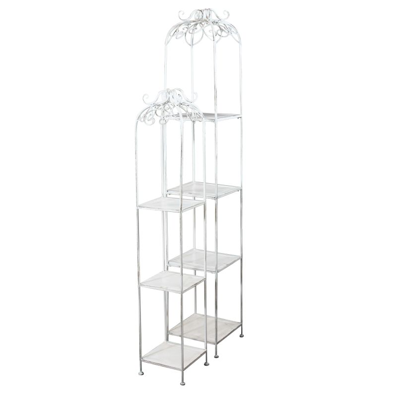 set di 2 scaffali stile provenzale in ferro verniciato g.27x27x162/p.22x22x125