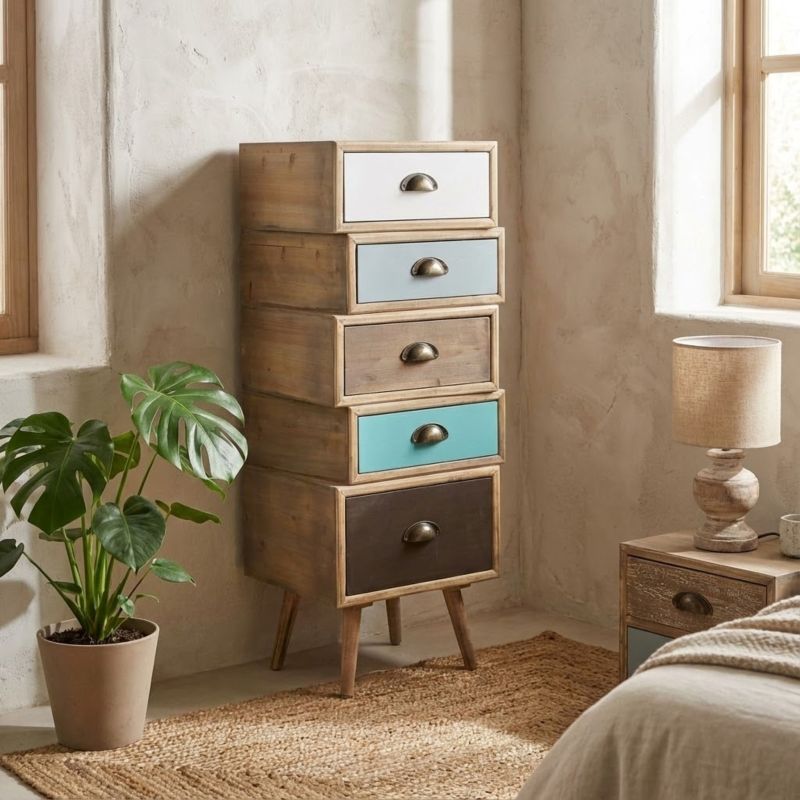 ADELINE - cassettiera cinque cassetti alta 99 cm